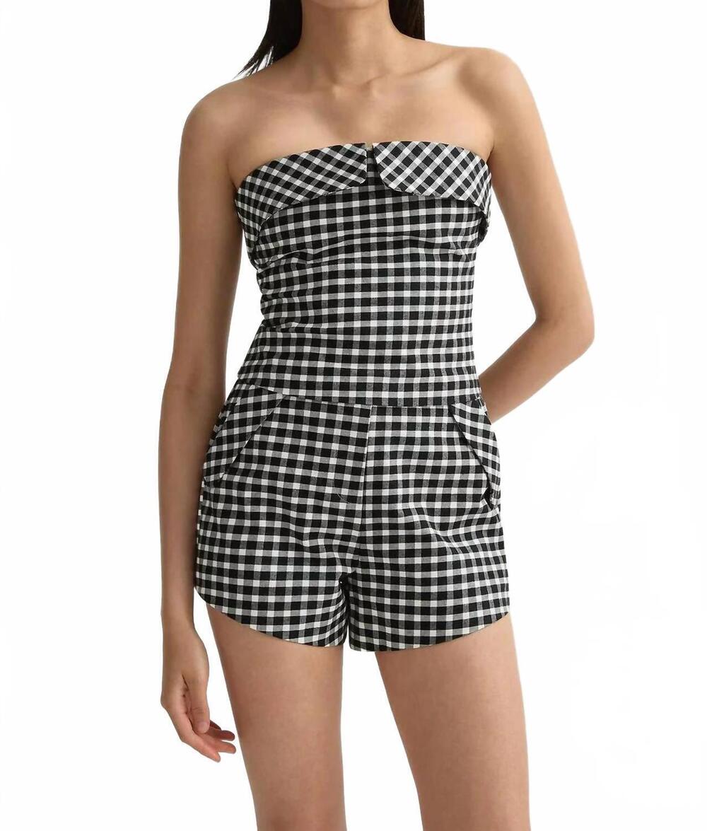 NEW POSSE chiara strapless top in gingham